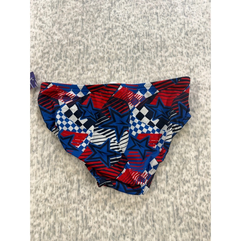 Speedo Mens Endurance Overdrive Swim Brief True Cobalt Stars Stripes Red Blue 34 - Picture 3 of 6